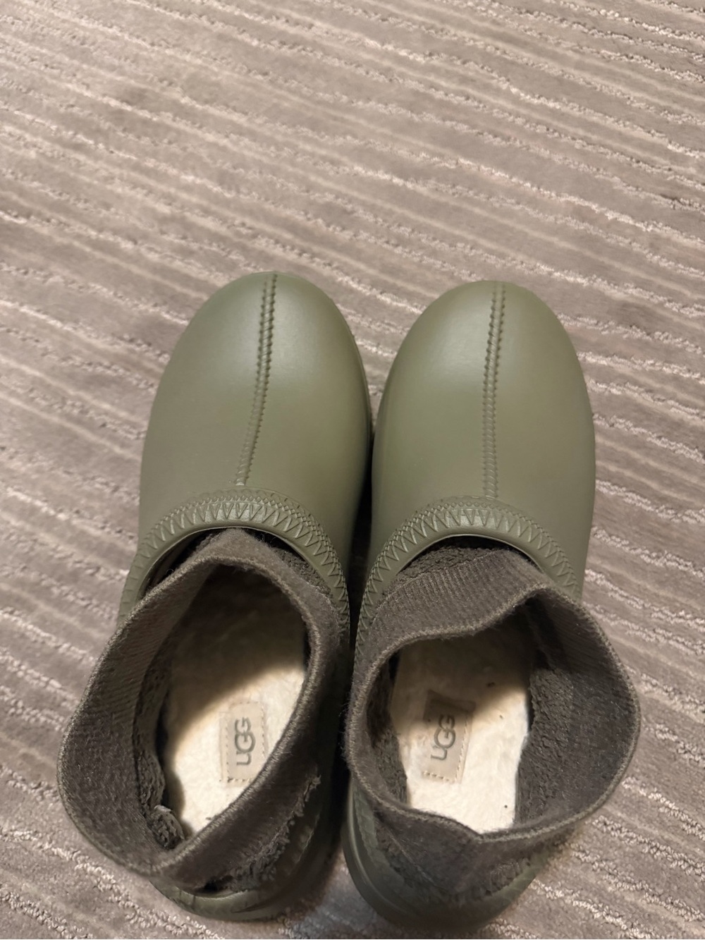 UGG Olive Slip-On Fleece-Lined Clogs